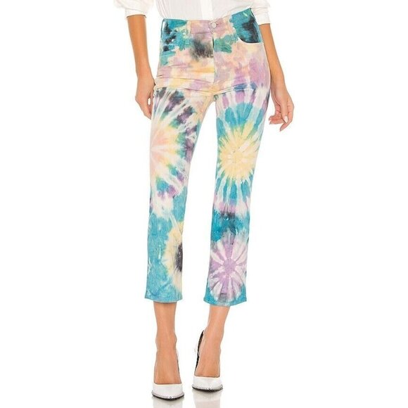 Mother Superior The Tripper Swirling Secrets Tie Dye Crop High Waist Jeans Sz 27